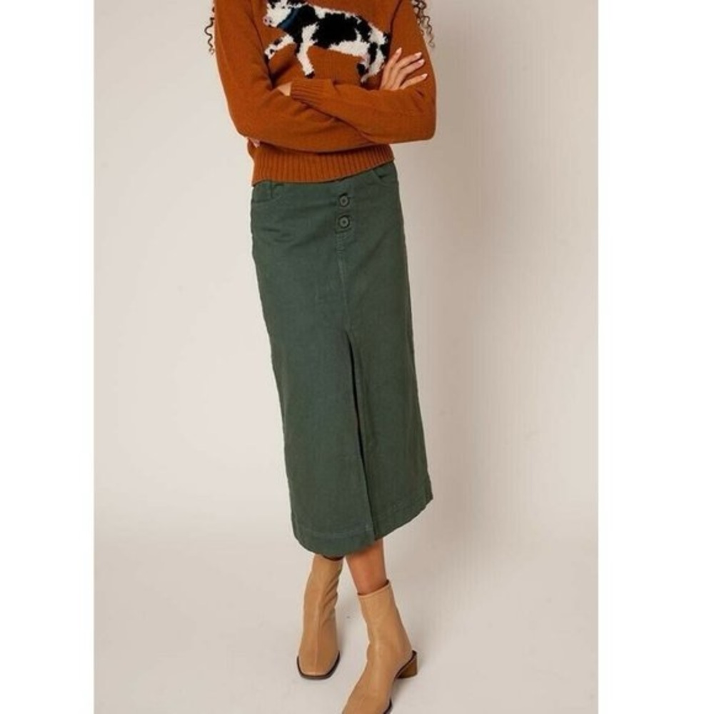 Rachel Antonoff Carlotta Split Pencil Skirt Green